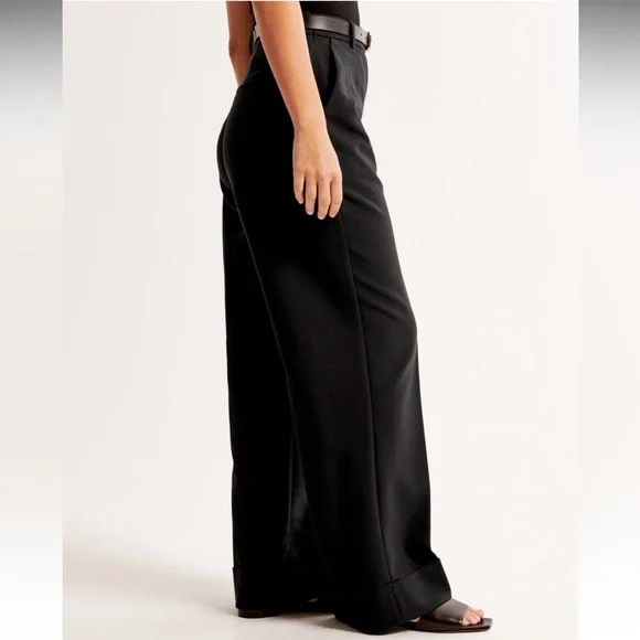 Abercrombie Cuffed Hem Tailored Wide Leg Pants - Picture 3 of 7
